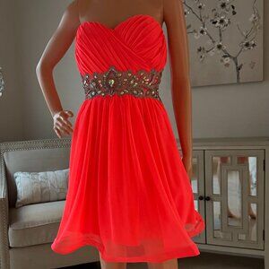 My Michelle Strapless Hot Pink Coral Juniors Dress Size 11